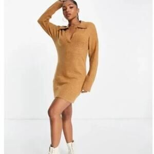 Abercrombie & Fitch Sweater Dress Saffron XSP Collared Long Sleeve Knitwear NWT